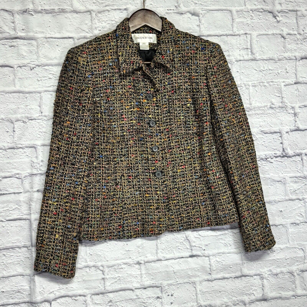 Jones New York Women’s Confetti Blazer Work Jacket Colorful Wool‎ Size 6 Dots